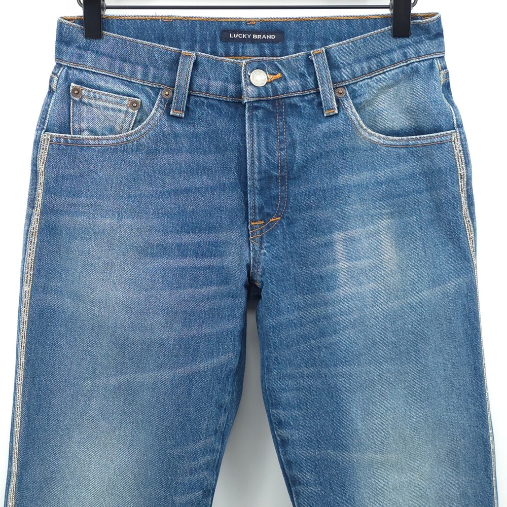 Lucky Brand Authentic Straight Women Jeans 0/25 Blue Side Stripe Denim - Picture 2 of 13